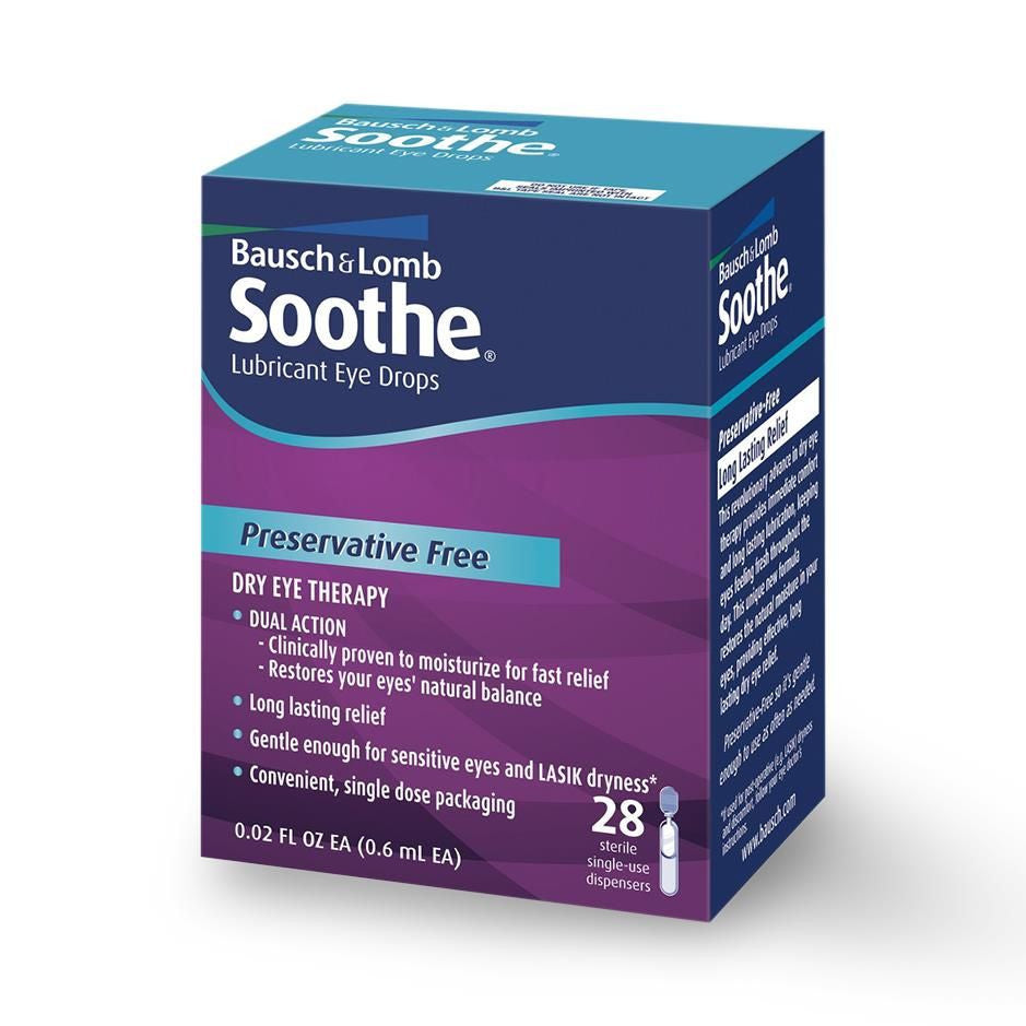 Bausch And Lomb Soothe Lubricant Preservative Free Eye Drops - 0.02 Oz, 28 Dispensers